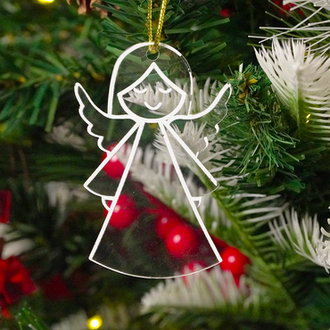 Set of 6 Acrylic Angel Christmas Ornament – Cute Holiday Hanging Décor (8cm)
