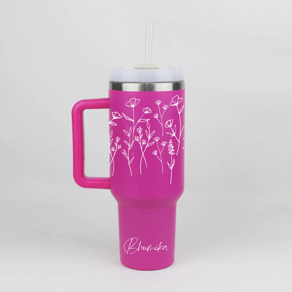 Personalized FleurFlow™ Tumbler with Straw & Lid - Memories Insite