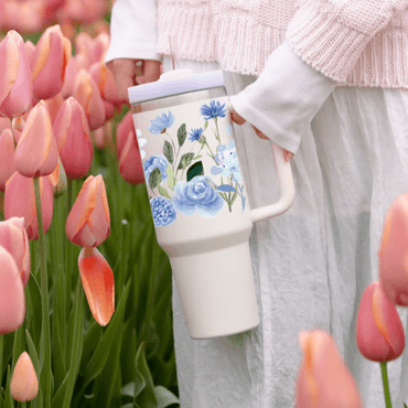 Personalized FleurFlow™ Tumbler with Straw & Lid - Memories InsiteFLOWERS PRINTED TUMBLER-1