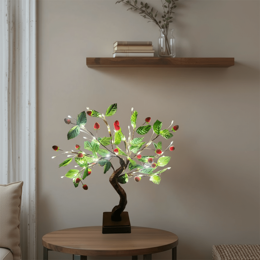 LED Decorative Fruit & Leaf Bonsai Tree Light – 40 cm - Memories InsiteSTRAWBERRY LED TREE