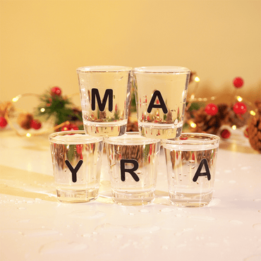 Personalized Alphabet Shot Glass Set – Custom Name Glasses for Gifting & Parties - Memories InsiteVOTKA SHOTS SET OF -5