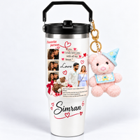 Personalised Photo Collage Tumbler with Handle, Love Message & Decorative Charms