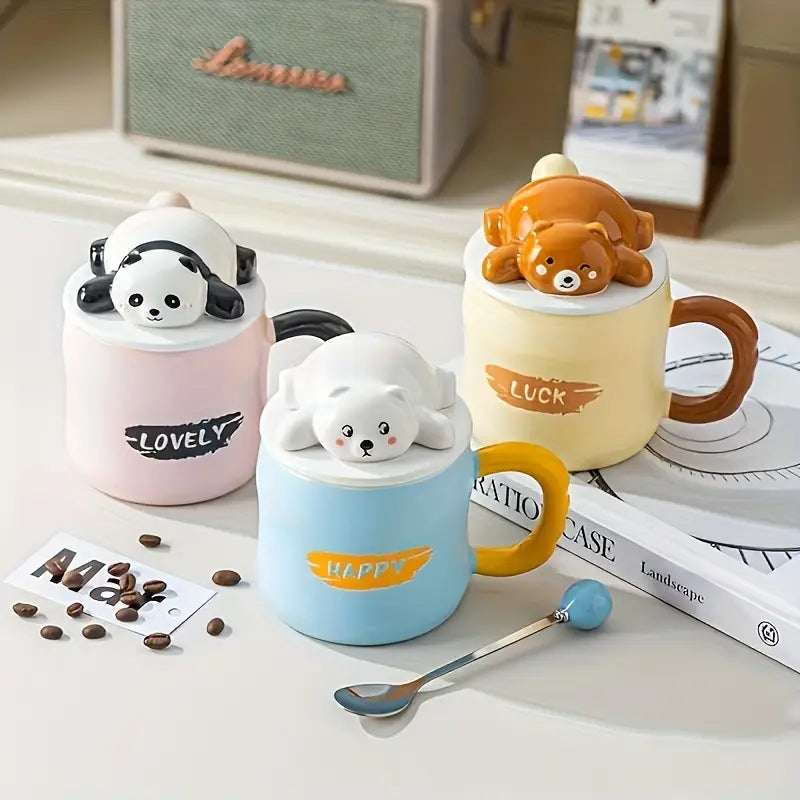 Naughty Three Bears Cute Cartoon Ceramic Cup