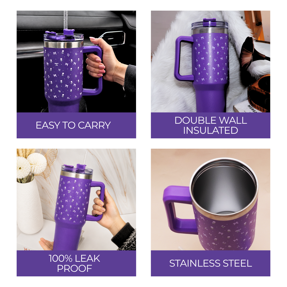 Tulip & Bow Lavender Petals Stainless Steel Tumbler