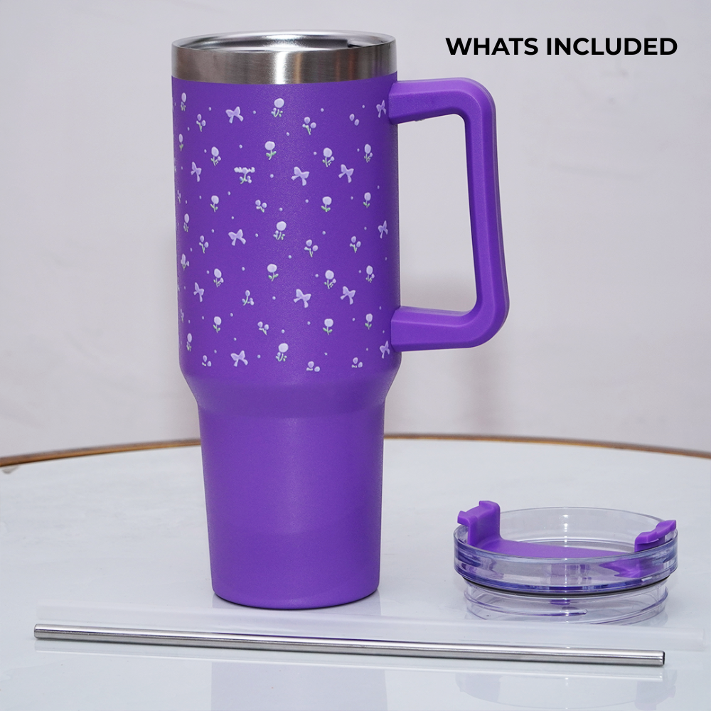 Tulip & Bow Lavender Petals Stainless Steel Tumbler