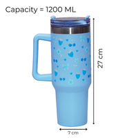 Blue Cherry & Strawberry Floral Stainless Steel Tumbler