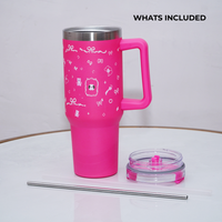 Kawaii Bow Print Design Pink Stainless Steel Tumbler