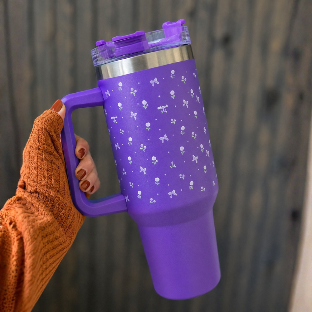 Tulip & Bow Lavender Petals Stainless Steel Tumbler