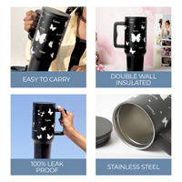 Butterfly Noir Papillon Tumbler — Leakproof & Insulated (Black)