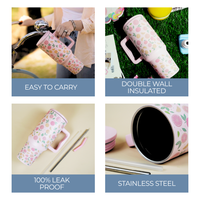 Citrus Bloom Insulated Tumbler — Leakproof & Insulated (Light Pink)