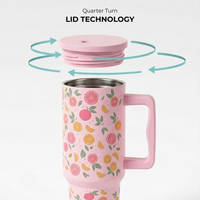 Citrus Bloom Insulated Tumbler — Leakproof & Insulated (Light Pink)