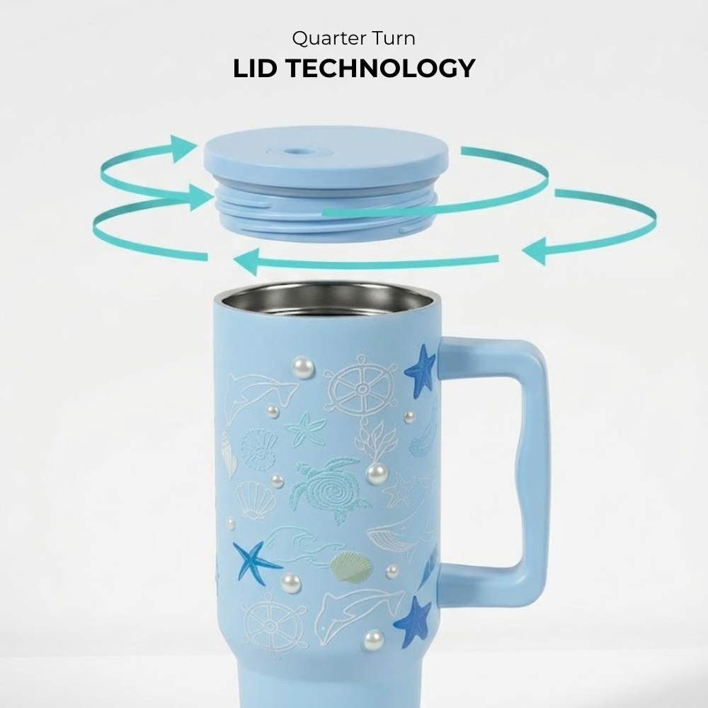 Aqua Marine Insulated Tumbler — Leakproof & Insulated (Sky Blue)