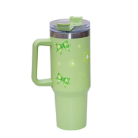 Cute Floral Green Bow Stainless Steel Tumbler