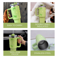 Cute Floral Green Bow Stainless Steel Tumbler