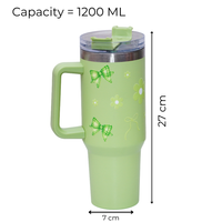 Cute Floral Green Bow Stainless Steel Tumbler