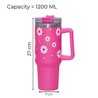 Pink Daisy Stainless Steel Floral Tumbler