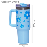 Cute Floral Blue Bow Stainless Steel Tumbler