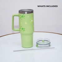 Cute Floral Green Bow Stainless Steel Tumbler