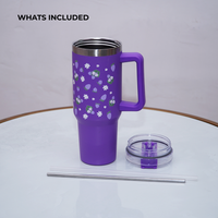 Lavender Strawberry Daisy Floral Stainless Steel Tumbler