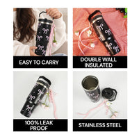 Bow Print Tumbler with Handle & Charm | Reusable Travel Cup | Cute Everyday Drinkware