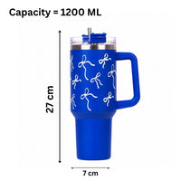 Black Butterfly Print Tumbler with Straw & Handle – Insulated Travel Tumbler (Copy)