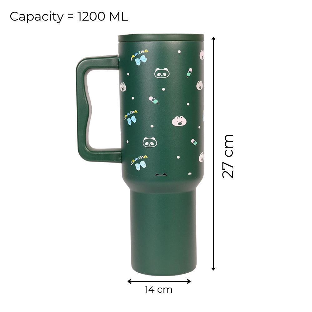 Green Animal Friend Insulated Tumbler with Handle