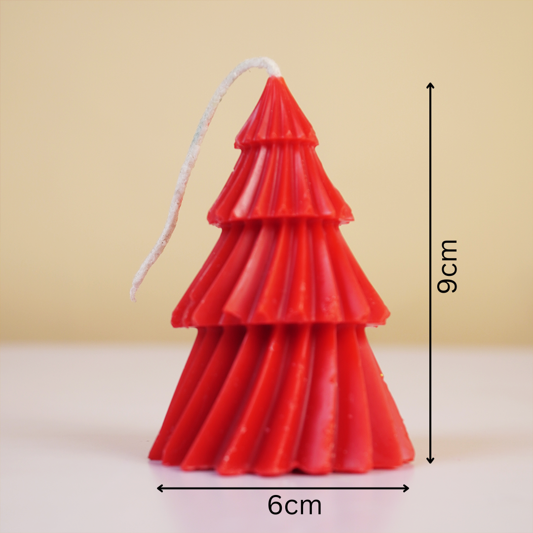 Set-2 Red and Green Christmas Tree Shape Decorative Candle