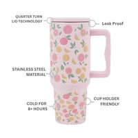Citrus Bloom Insulated Tumbler — Leakproof & Insulated (Light Pink)