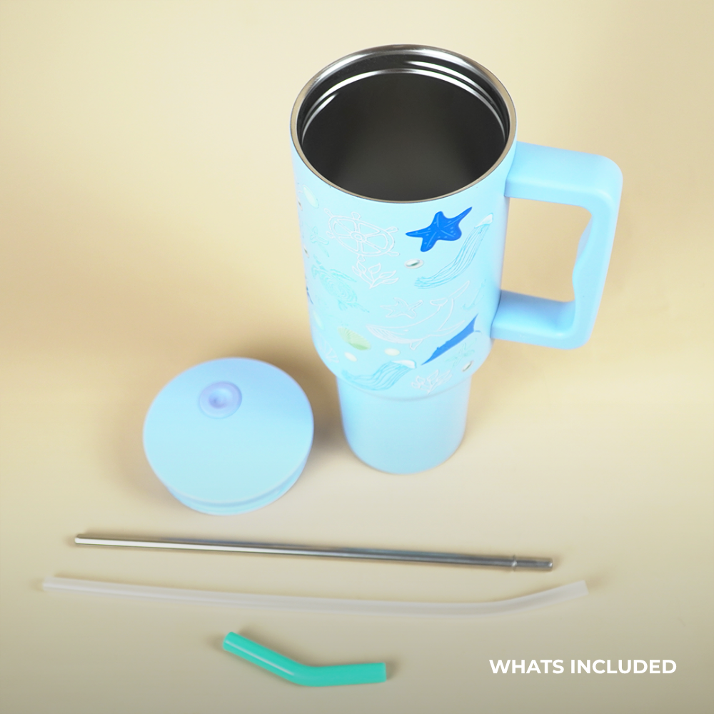 Aqua Marine Insulated Tumbler — Leakproof & Insulated (Sky Blue)