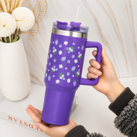 Lavender Strawberry Daisy Floral Stainless Steel Tumbler
