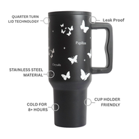 Butterfly Noir Papillon Tumbler — Leakproof & Insulated (Black)