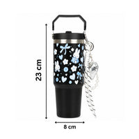 She Is Magic Printed Tumbler with Handle & Straw | Reusable Travel Cup | Stylish Everyday Drinkware