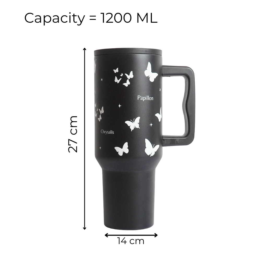 Butterfly Noir Papillon Tumbler — Leakproof & Insulated (Black)