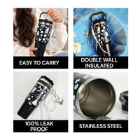 She Is Magic Printed Tumbler with Handle & Straw | Reusable Travel Cup | Stylish Everyday Drinkware
