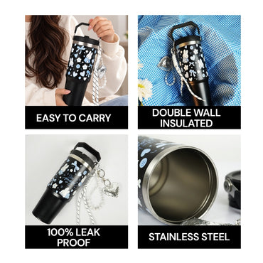 She Is Magic Printed Tumbler with Handle & Straw | Reusable Travel Cup | Stylish Everyday Drinkware