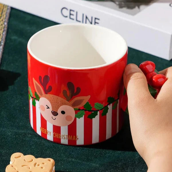 Christmas Themed Mug With Gift Box Handle - Assorted - Single Piece