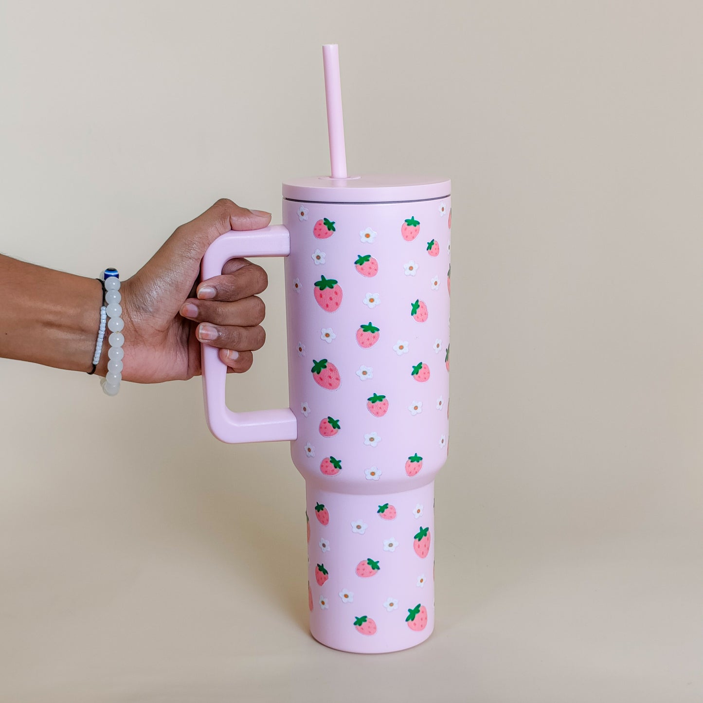 Pink Strawberry Daisy Tumbler