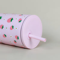Pink Strawberry Daisy Tumbler