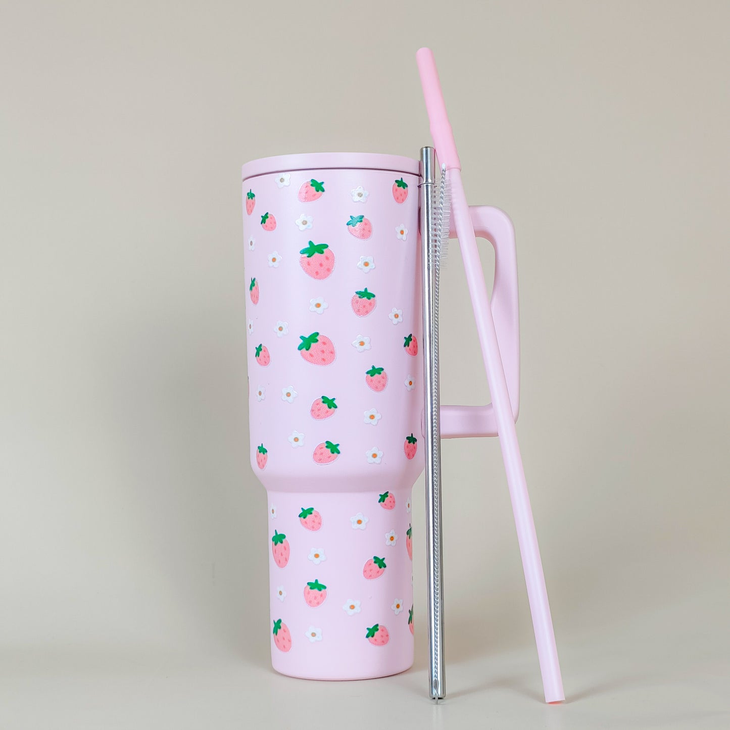 Pink Strawberry Daisy Tumbler