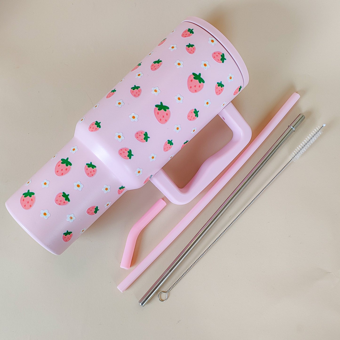 Pink Strawberry Daisy Tumbler