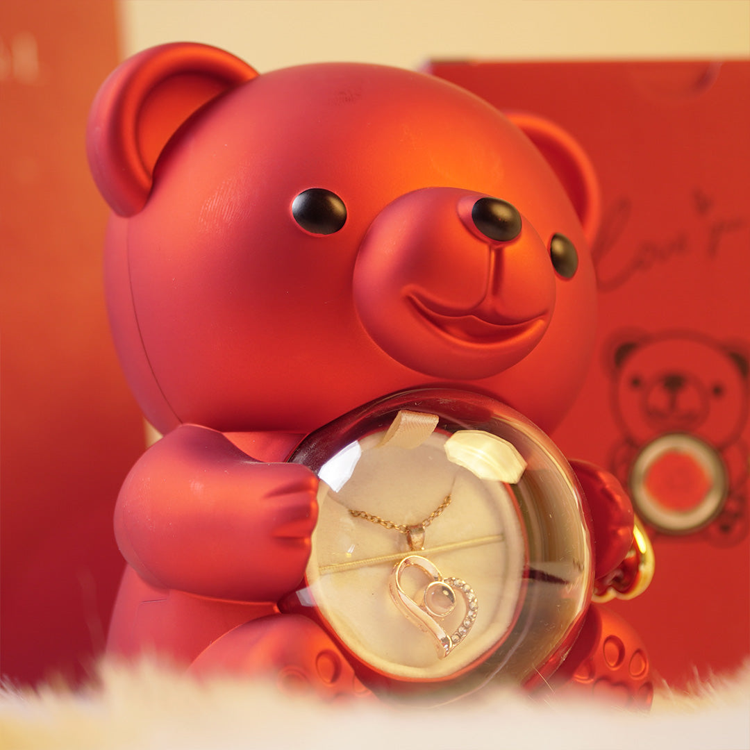 Forever Rose Teddy Bear with Glass Rose Gift Box