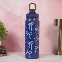 Bow Bliss Stainless Steel Water Bottle – Cute Aesthetic Design - 800 ML