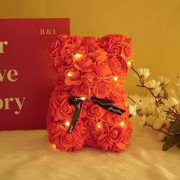 Rose Teddy Bear – Romantic Artificial Flower Bear Gift for Love & Special Moments