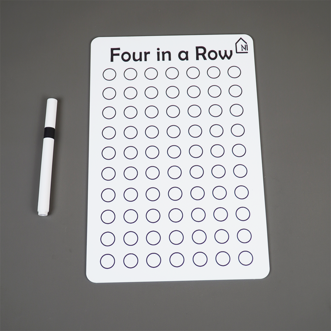 Four in a Row Reusable Learning Board with Pen Box & Cleaning Cloth
