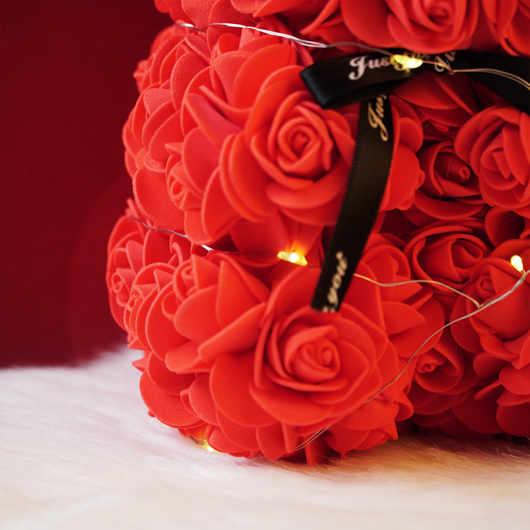 Rose Teddy Bear – Romantic Artificial Flower Bear Gift for Love & Special Moments