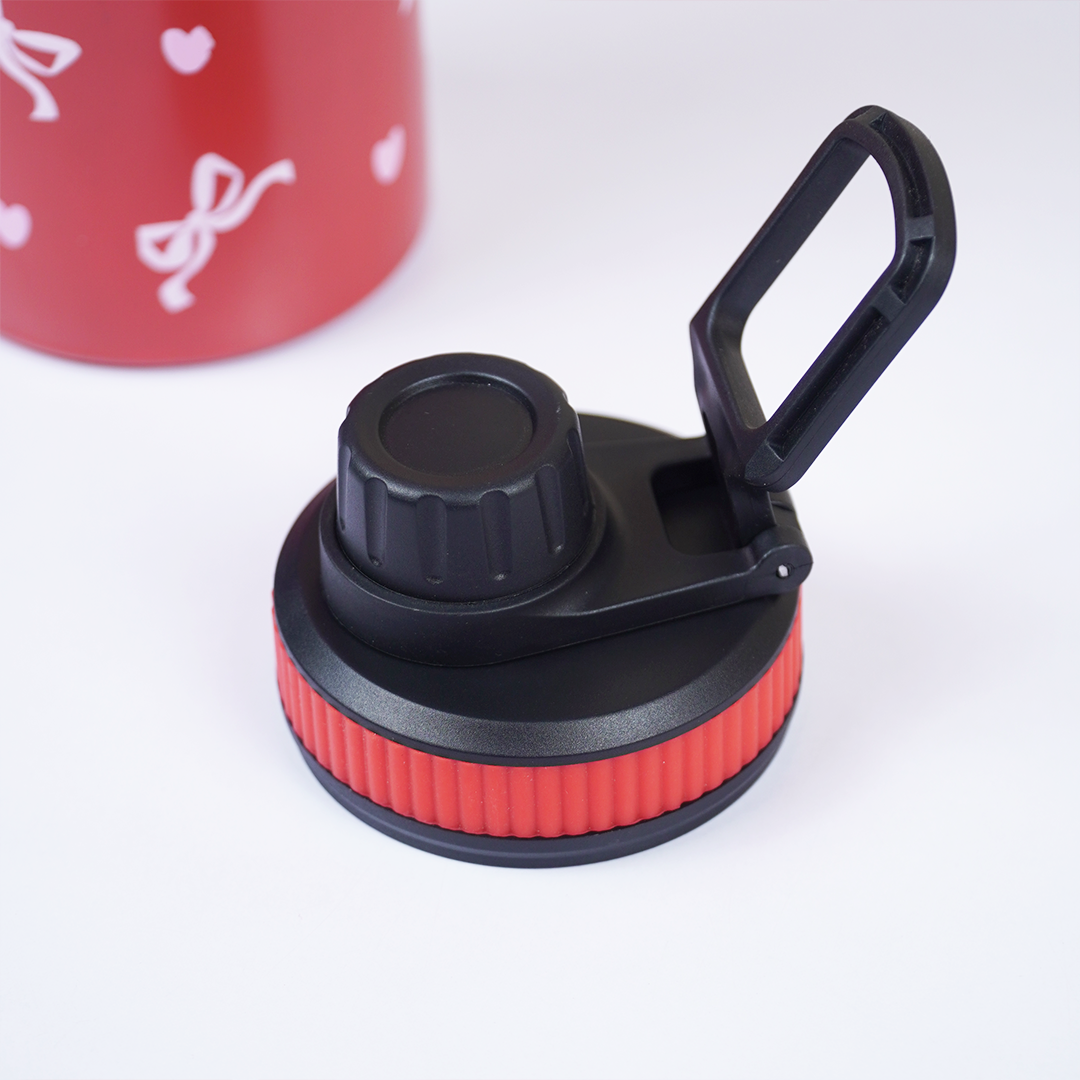 Cherry Bow Print Stainless Steel Water Bottle | Cute Aesthetic Bottle for Daily Use