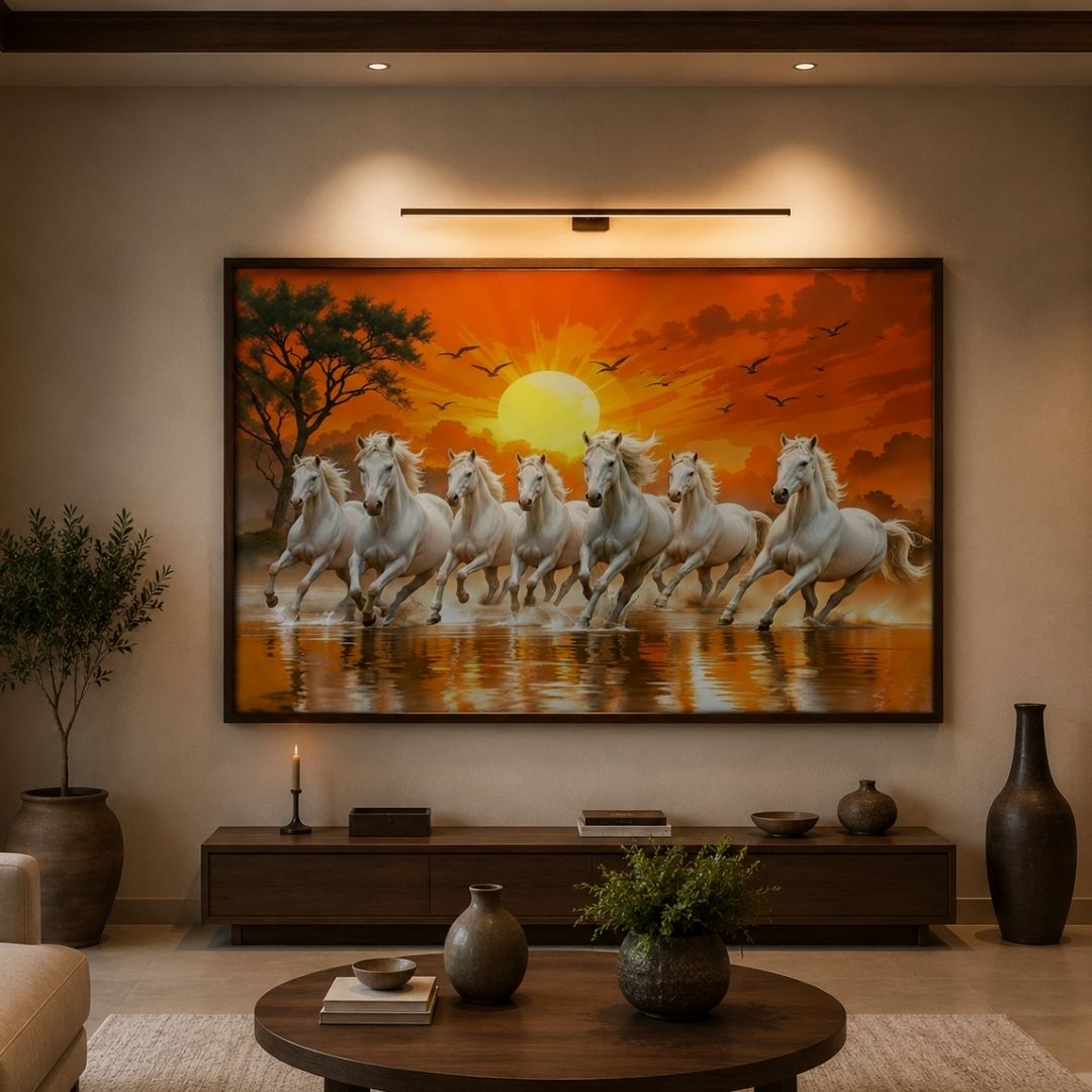 Running White Horses Canvas Wall Art for Living Room