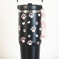 Cute Paw Print Stainless Steel Tumbler with Charm