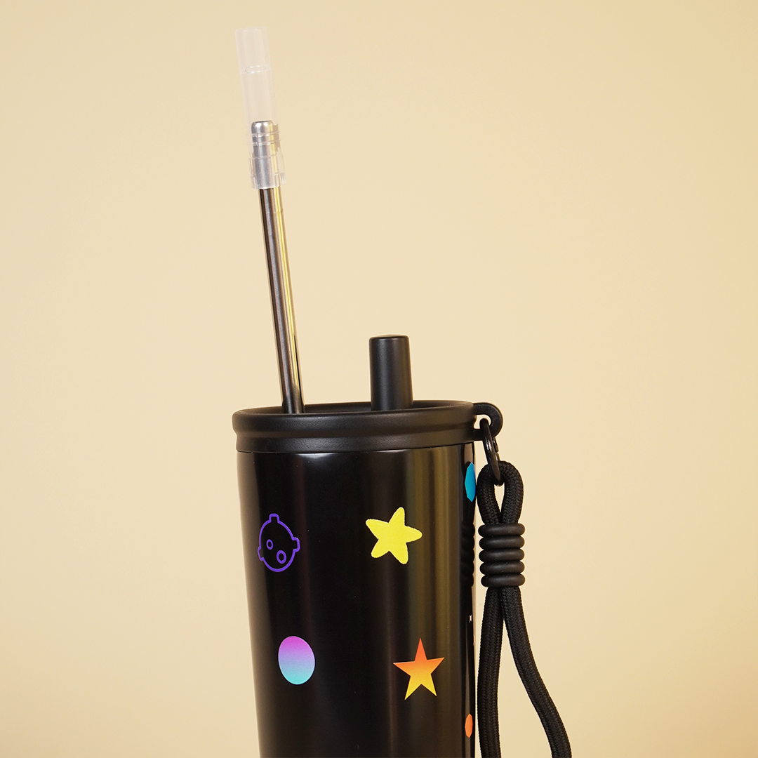 Galaxy Theme Stainless Steel Sipper Bottle with Straw