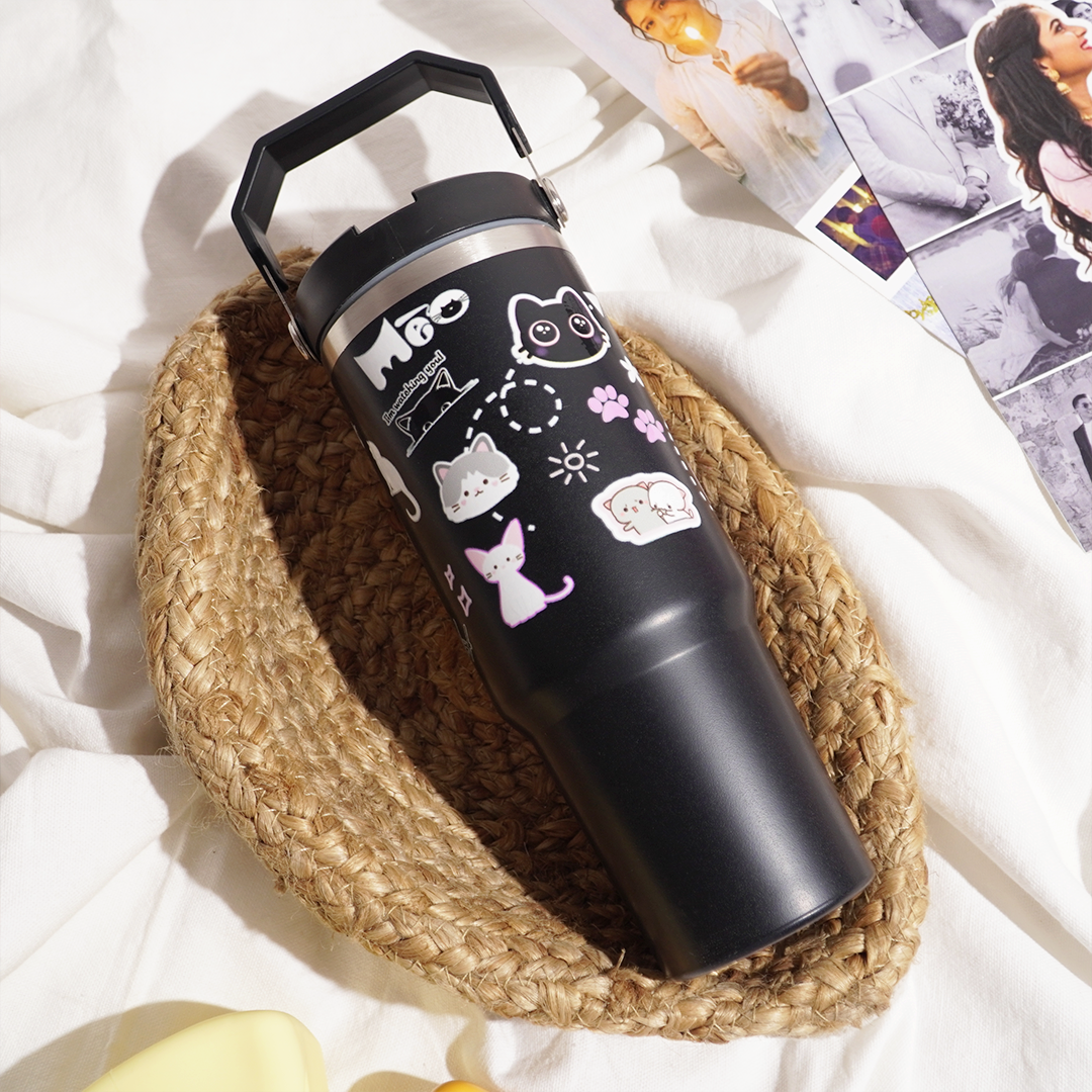 Cute Cat Insulated Tumbler with Handle